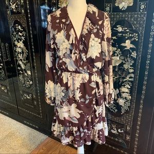 Peach Love California Burgundy Floral Wrap Dress